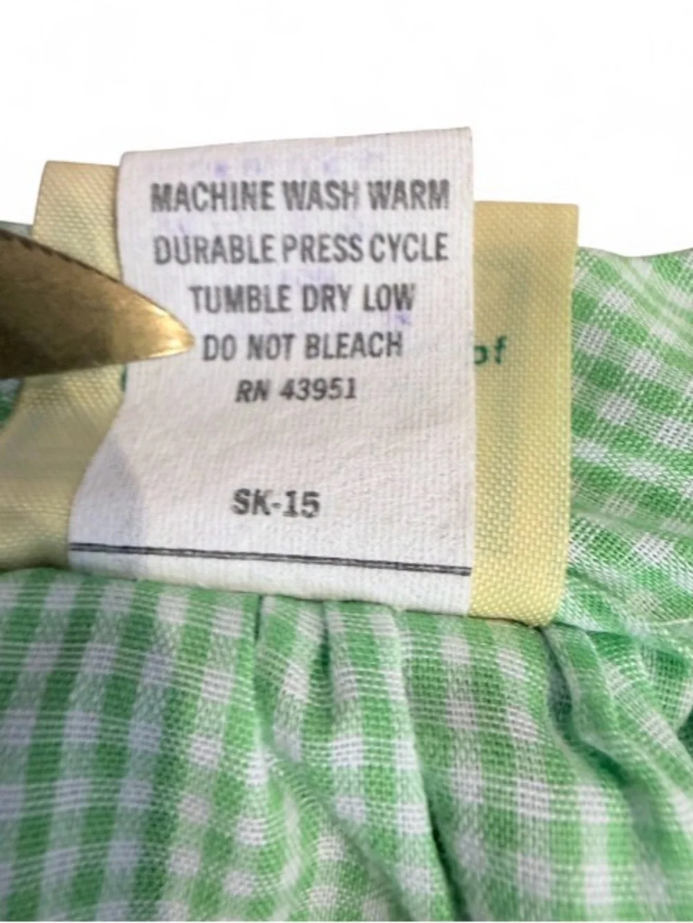 Vintage 80s Cabbage Patch Kids Girl Dress Size 2 Green Gingham Sleeveless tie